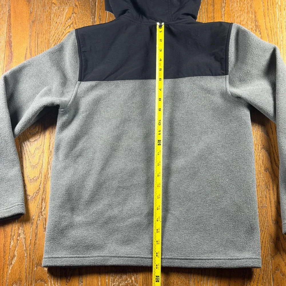 The North Face Youth Grey Black Full Zip Fleece Hoodie Jacket NF0A4VW4 L 14/16